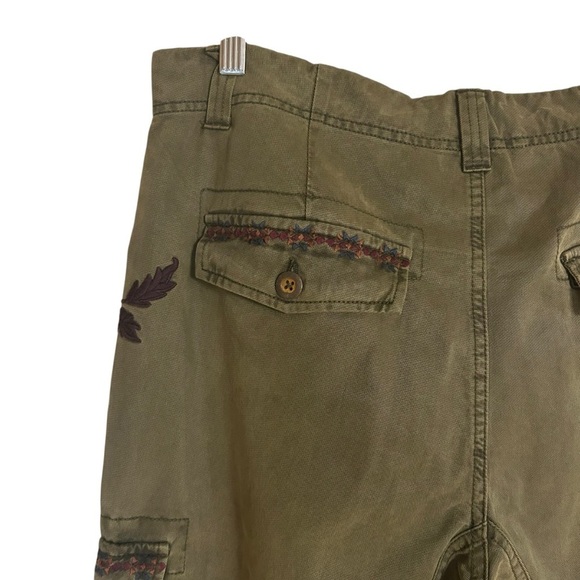 Sundance Olive Green Embroidered Cargo Pants Size 14 Boho Earthy - Picture 8 of 16